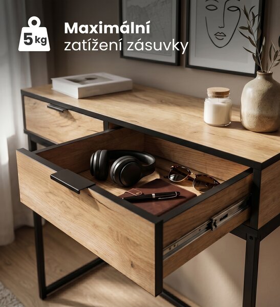 Ak furniture Konzolový stolek Elano 80 cm černý/Dub Craft