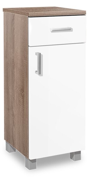 Koupelnová skříňka K26 barva skříňky: dub sonoma tmavá, barva dvířek: bílá lamino