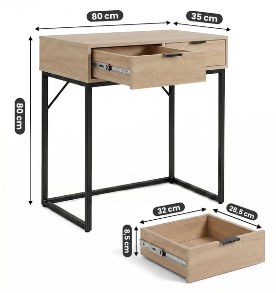 Ak furniture Konzolový stolek Elano 80 cm černý/Dub Sonoma
