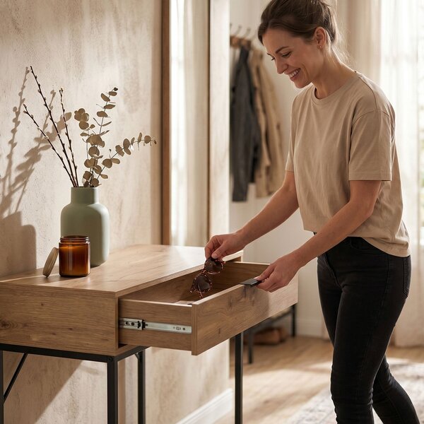 Ak furniture Konzolový stolek Modena 80 cm černý/dub Artisan