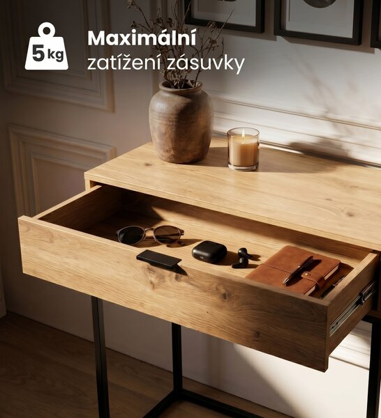 Ak furniture Konzolový stolek Modena 80 cm černý/dub Artisan