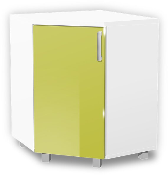 Koupelnová skříňka rohová K34 barva skříňky: bílá 113, barva dvířek: lemon lesk
