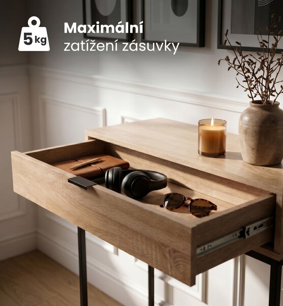 Ak furniture Konzolový stolek Modena 80 cm černý/dub Sonoma