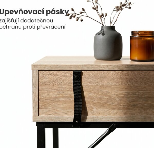 Ak furniture Konzolový stolek Modena 80 cm černý/dub Sonoma