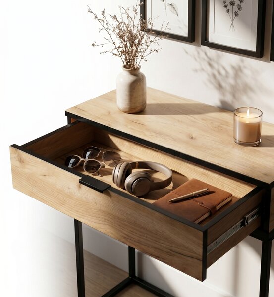 Ak furniture Konzolový stolek Modena 80 cm černý/dub Craft