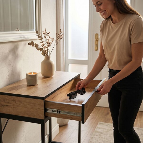 Ak furniture Konzolový stolek Modena 80 cm černý/dub Craft