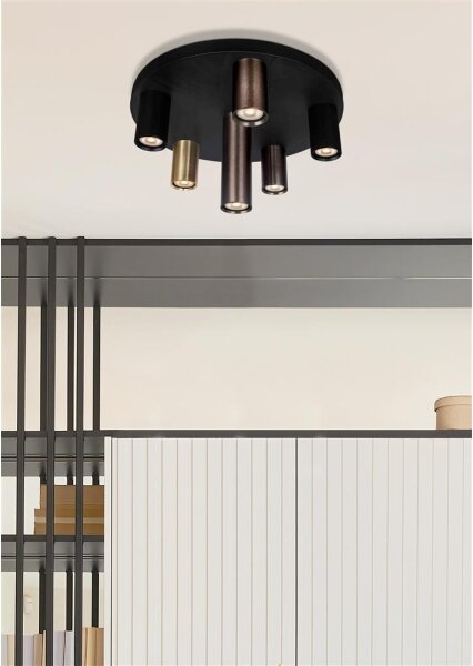 Searchlight 50570-6BK - Stropní svítidlo TUBES 6xGU10/10W/230V pr. 40 cm