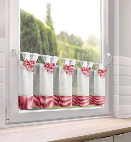 KRÁTKÁ ZÁCLONA NA POUTKÁCH POLINA 150X40 CM ČERVENÁ