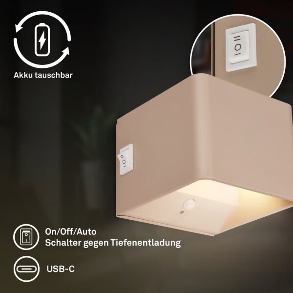 Briloner 3879011 - LED Nab nást svít se senz BORRA LED/1,5W/5V 3600 mAh béžová