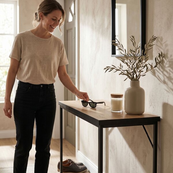 Ak furniture Konzolový stolek Origo 90 cm černý/dub Craft