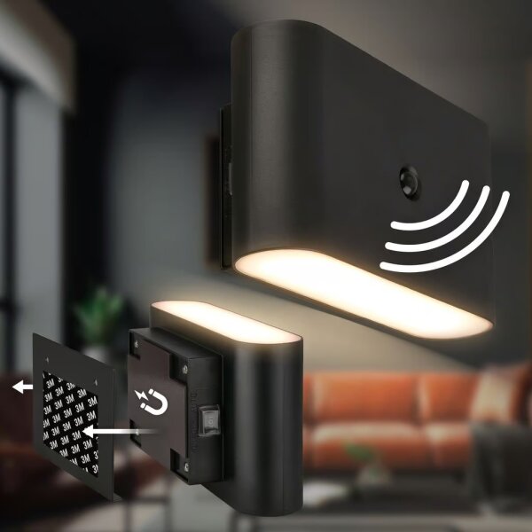 Briloner 3878015 - LED Nab nást svít se senz CHAT LED/3W/5V 2000 mAh černá