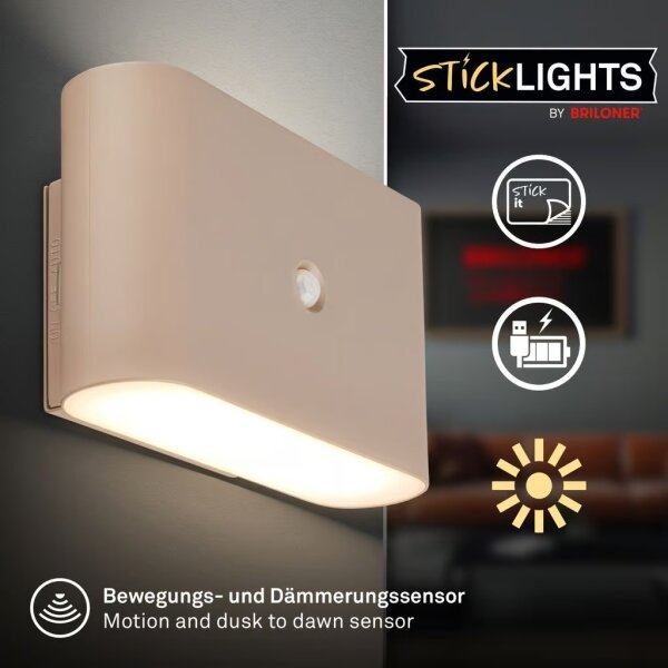 Briloner 3878011 - LED Nab nást svít se senz CHAT LED/3W/5V 2000 mAh béžová