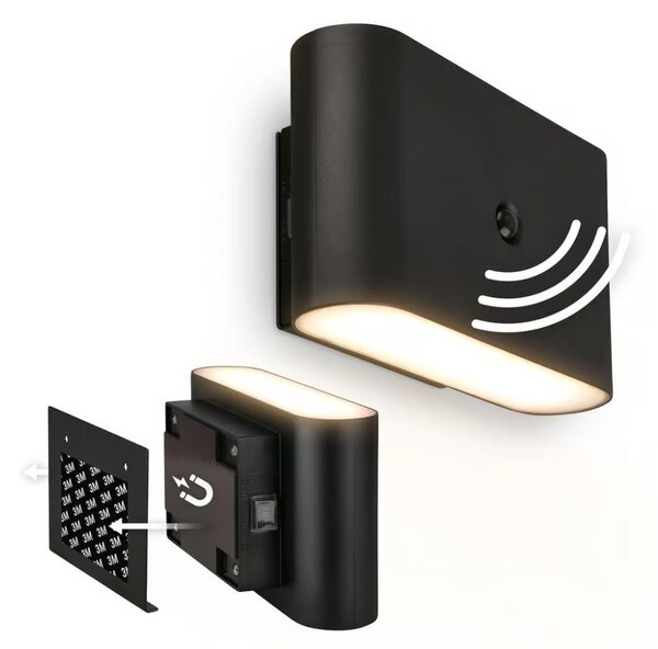Briloner 3878015 - LED Nab nást svít se senz CHAT LED/3W/5V 2000 mAh černá