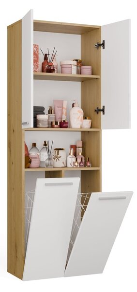 TP Living Koupelnová skříňka s 2 koši na prádlo NEL 2K DK bílá/dub Artisan