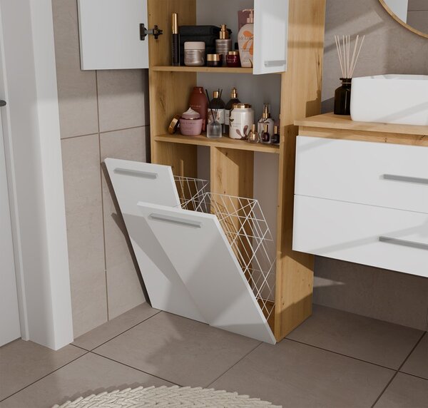 TP Living Koupelnová skříňka s 2 koši na prádlo NEL 2K DK bílá/dub Artisan