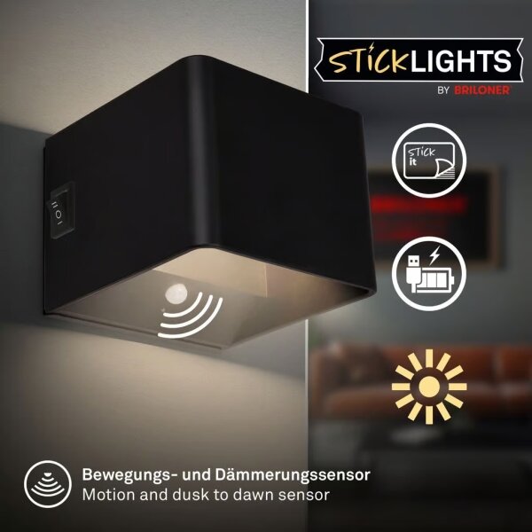 Briloner 3879015 - LED Nab nást svít se senz BORRA LED/1,5W/5V 3600 mAh černá
