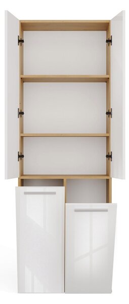TP Living Koupelnová skříňka s 2 koši na prádlo NEL 2K DD bílý lesk/dub Artisan