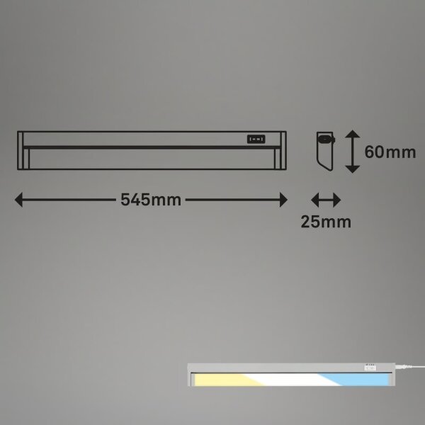Brilo - LED Podlinkové svítidlo LED/6W/230V 2700/4000/6500K 54,5 cm stříbrná