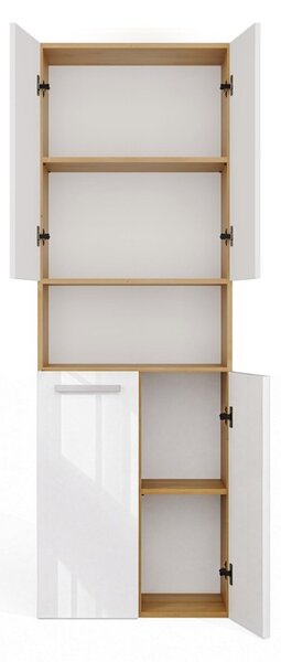 TP Living Koupelnová skříňka s košem na prádlo NEL 1K DK bílý lesk/dub Artisan