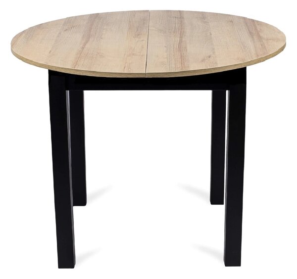 JAKS Kulatý rozkládací stůl Harry 102 až 142 cm dub riviera černá