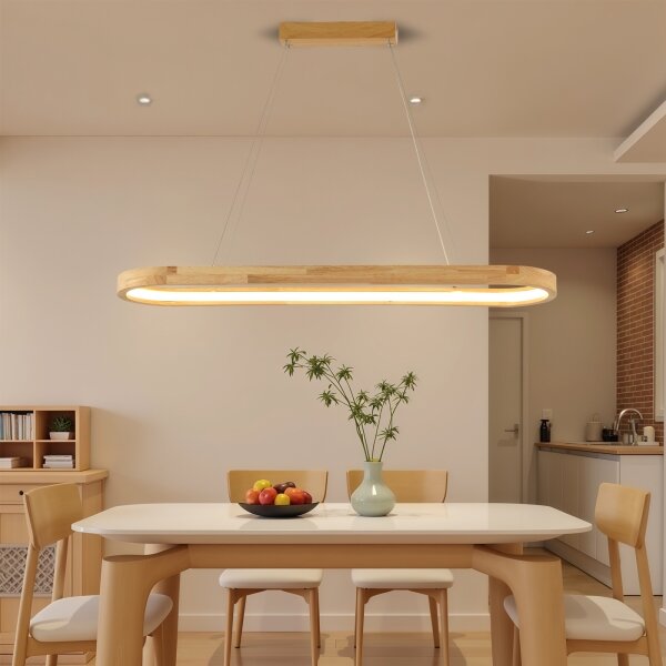 Brilagi - LED Lustr na lanku UMEA WOOD LED/40W/230V 90x22 cm dřevo