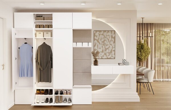 TP Living Předsíňová stěna Haga 3Sz1W 200 cm bílá