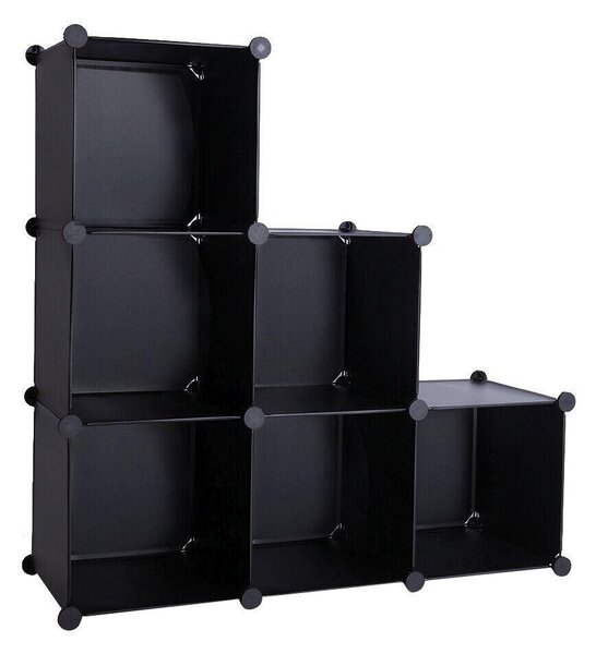 Modulární policový regál 6 boxů - černý
