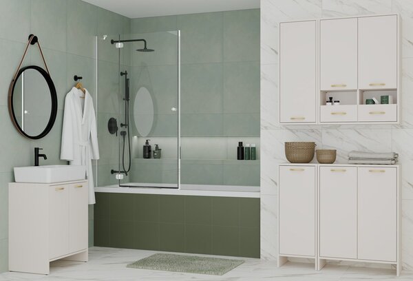 TP Living Horní závěsná koupelnová skříňka Nina W2D2P2S 66 cm kašmírová