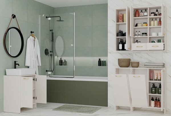 TP Living Horní závěsná koupelnová skříňka Nina W2D2P2S 66 cm kašmírová