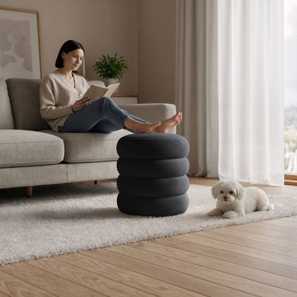 Ak furniture Taburet Snuggo II černý