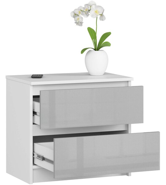 Ak furniture Komoda Liv 60 cm bílá/šedá lesklá