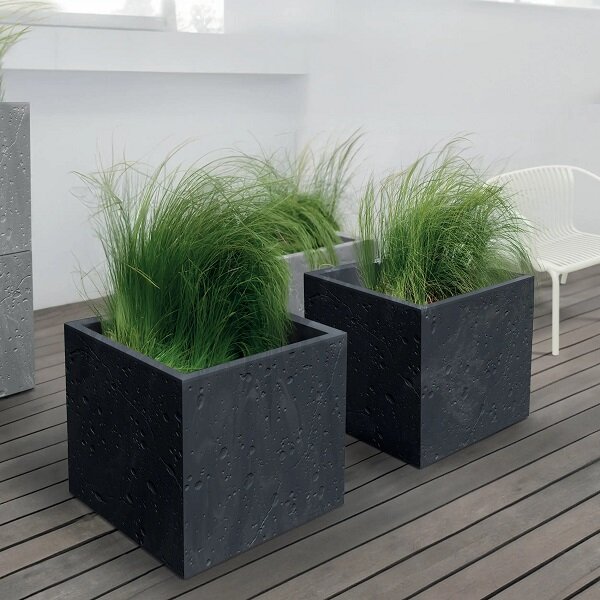 Květináč SIERRA SQUARE Beton effect 29 x 29 cm antracit