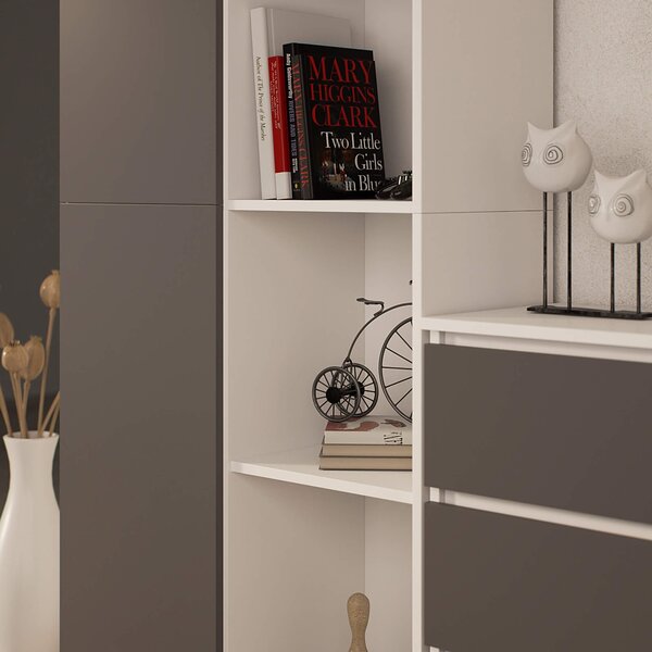 Ak furniture Knihovna R 80 cm CLP bílá/grafitová