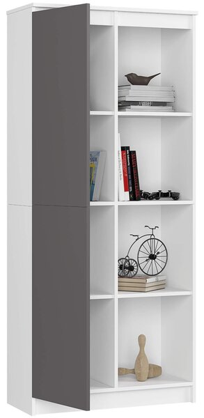 Ak furniture Knihovna R 80 cm CLP bílá/grafitová