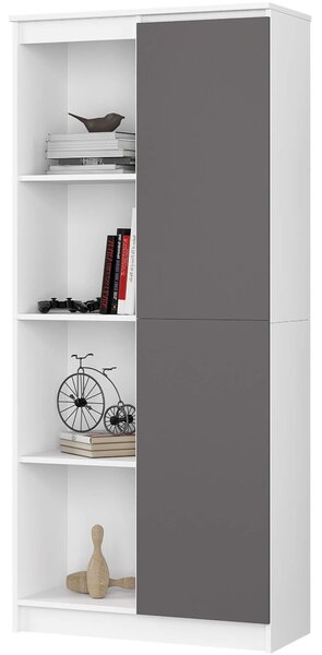 Ak furniture Knihovna R 80 cm CLP bílá/grafitová