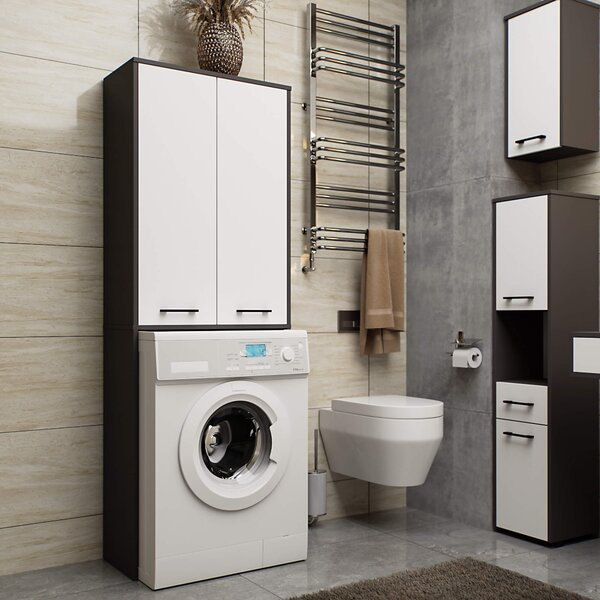 Ak furniture Koupelnová skříňka nad pračku Fin 2D šedá/bílá