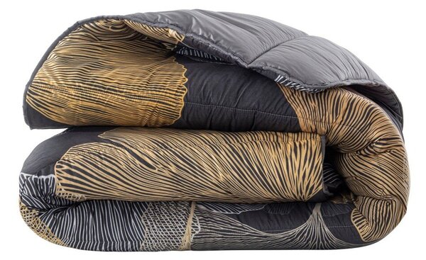 Přikrývka s potiskem Ginkgo, polyester, 200 g/m2 šedá/potisk 140x200 cm