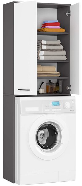 Ak furniture Koupelnová skříňka nad pračku Fin 2D šedá/bílá