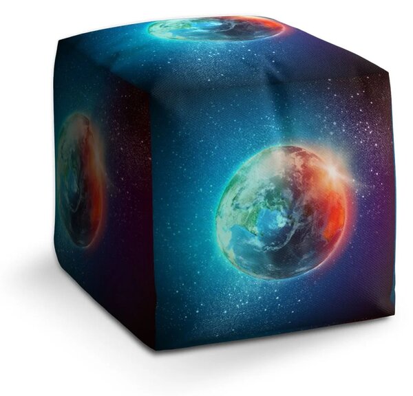 Sablio Taburet Cube Země ve vesmíru - 40x40x40 cm