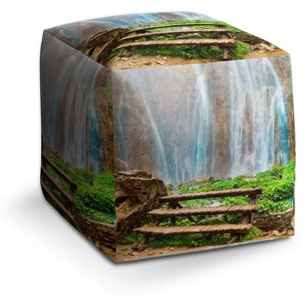 Sablio Taburet Cube Posezení u vodopádu - 40x40x40 cm