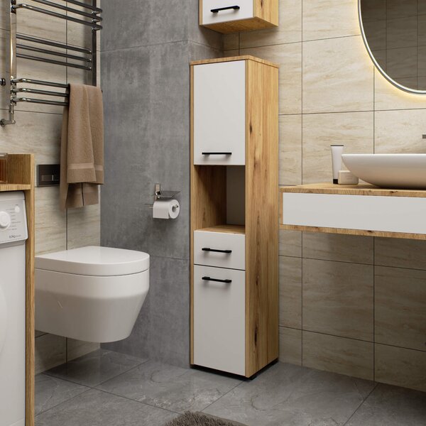 Ak furniture Koupelnová skříňka FIN II 30 cm dub artisan/blíá