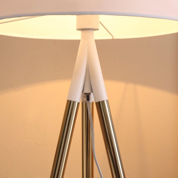 Stojací lampa trojnožka, zlatá-bílá, 144 cm B31-371