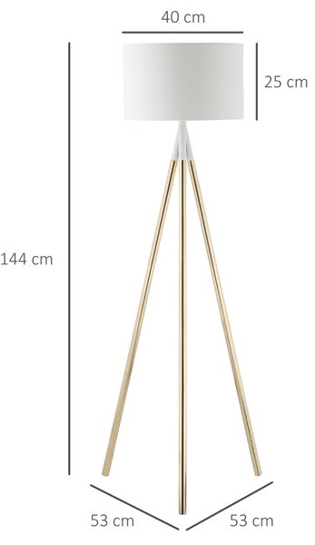 Stojací lampa trojnožka, zlatá-bílá, 144 cm B31-371