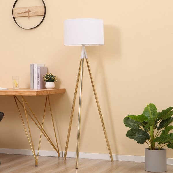 Stojací lampa trojnožka, zlatá-bílá, 144 cm B31-371