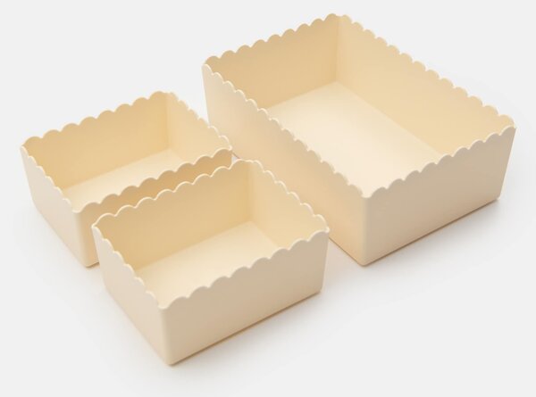 Sinsay - Sada úložných krabiček se zvlněným okrajem 3 pack - béžová
