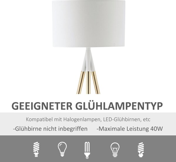 Stojací lampa trojnožka, zlatá-bílá, 144 cm B31-371