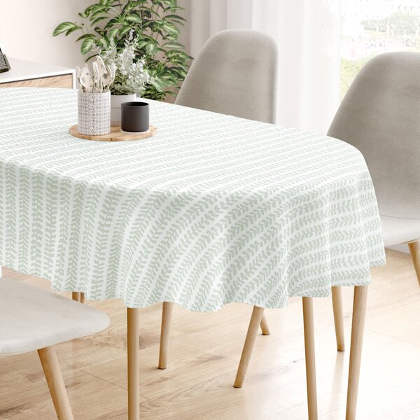 Goldea oválný ubrus 100% bavlněné plátno - skandinávské lístky 120 x 160 cm