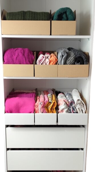KARTON PAK Úložné boxy na oblečení, organizéry do skříně EKO KARTON 15x47cm