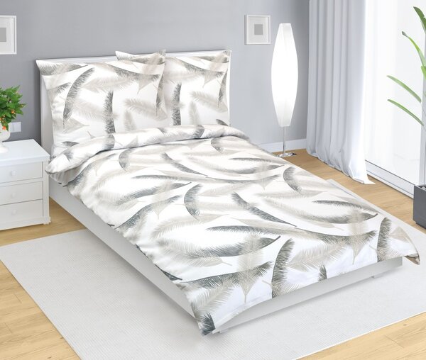 BELLATEX Flanelové povlečení Šedá, Bílá 140x200 cm. 70x90 cm