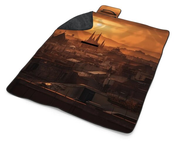 Sablio Plážová deka Barcelona Night Skyline: 200x140 cm